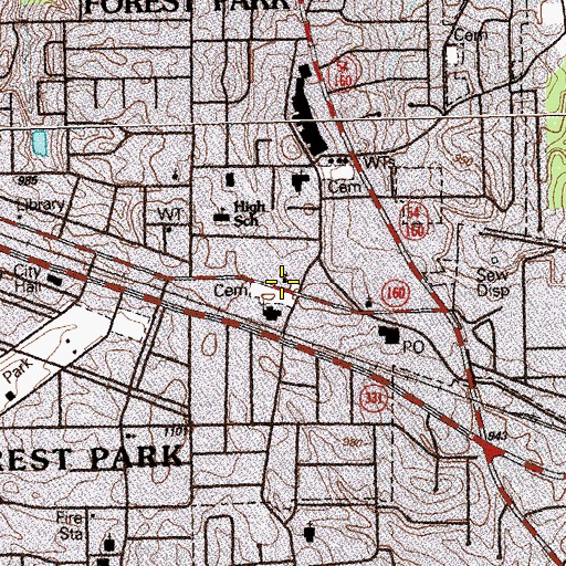 Topographic Map of Forest Park Primitive Baptist Church, GA
