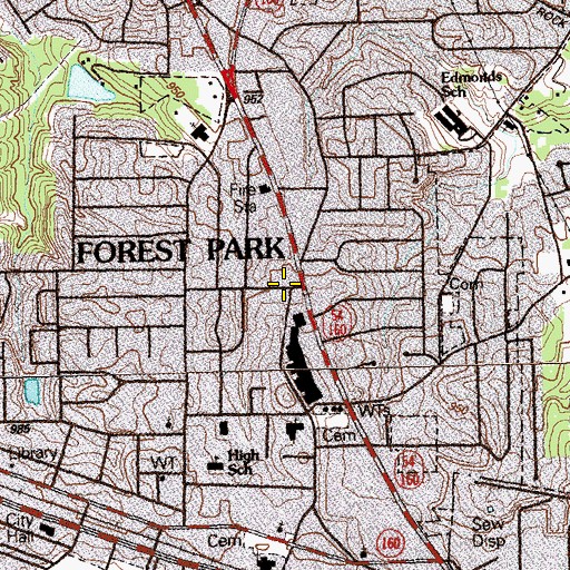 Topographic Map of Forest Square Shopping Center, GA