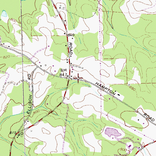 Topographic Map of Hampton Road Church, GA