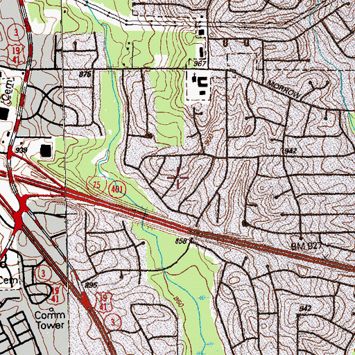 Topographic Map of Holiday Hills, GA