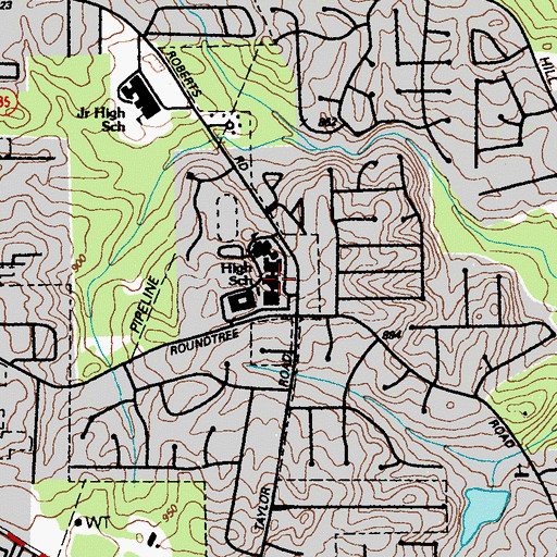 Topographic Map of Riverdale High School, GA