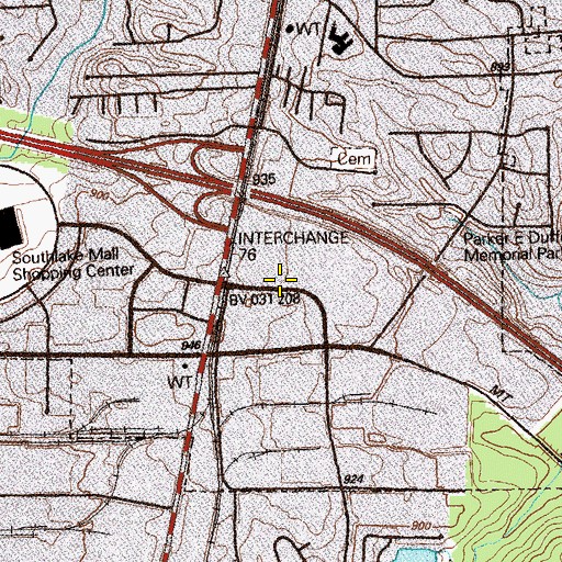 Topographic Map of Southlake Festival Shopping Center, GA