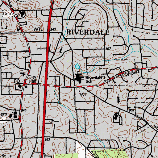 Topographic Map of Riverdale Elementary School, GA