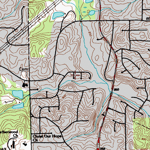 Topographic Map of Valley Woods, GA