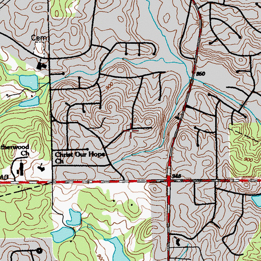 Topographic Map of Wewoka Estates, GA
