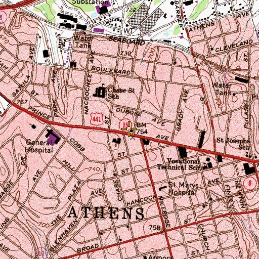 Topographic Map of Church of Christ, GA