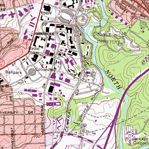 Topographic Map of Fain Hall, GA