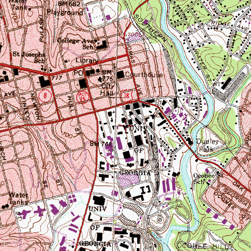 Topographic Map of Georgia Museum of Art, GA