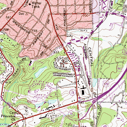 Topographic Map of Habersham Hills, GA