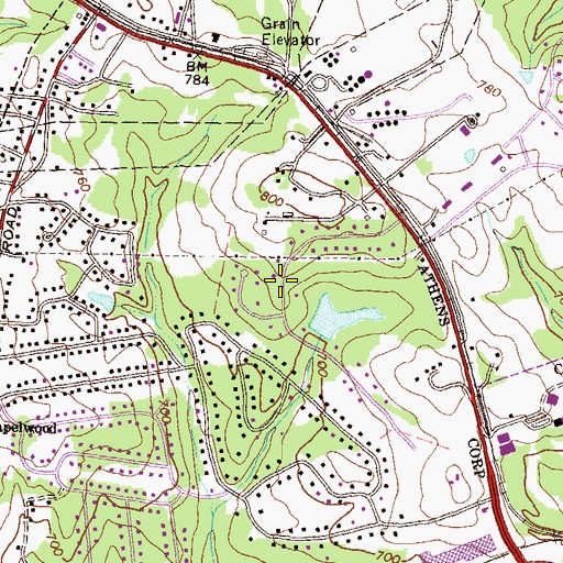Topographic Map of Moss Side, GA