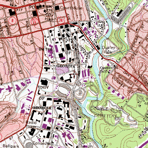 Topographic Map of Payne Hall, GA