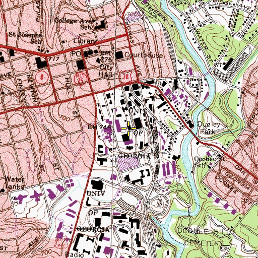 Topographic Map of Peabody Hall, GA