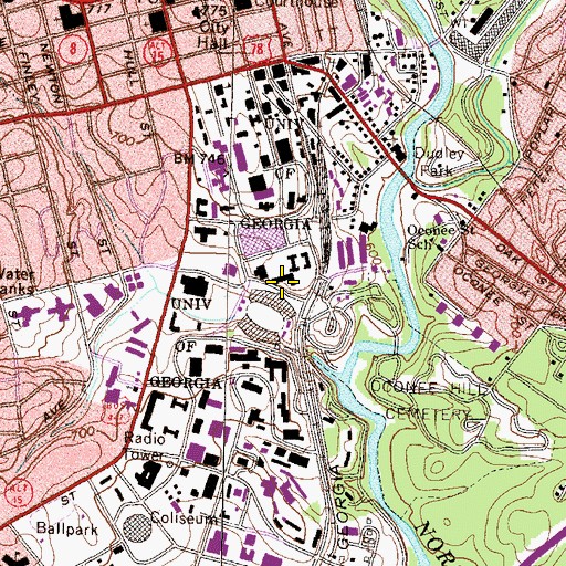 Topographic Map of Reed Hall, GA