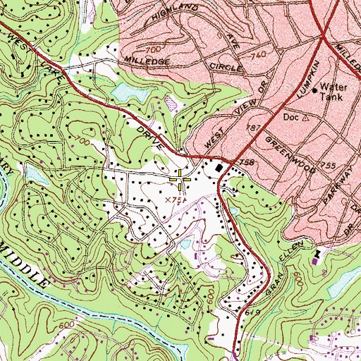 Topographic Map of Riverside, GA
