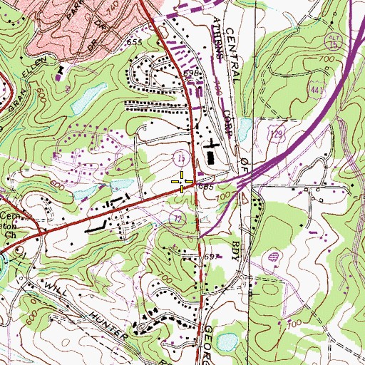 Topographic Map of Shops of South Athens Shopping Center, GA