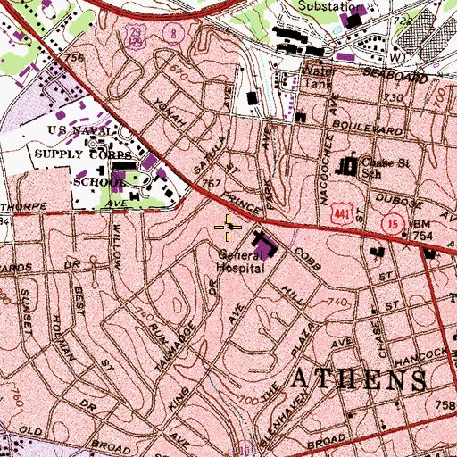Topographic Map of Talmadge Heights Baptist Church, GA