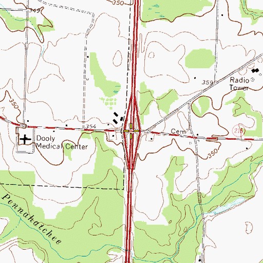 Topographic Map of Exit 36, GA