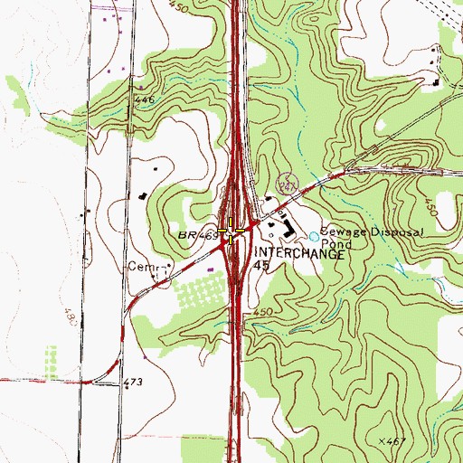 Topographic Map of Exit 45, GA