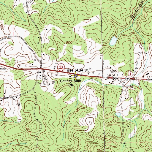 Topographic Map of County Line Cemetery, GA