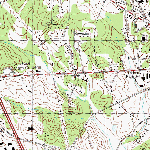 Topographic Map of Deer Park Church, GA