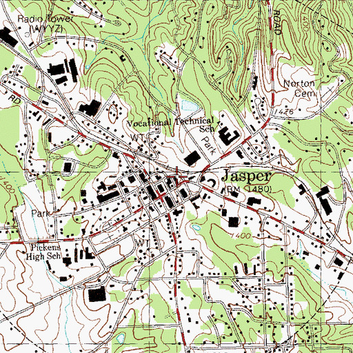 Topographic Map of Jasper City Hall, GA