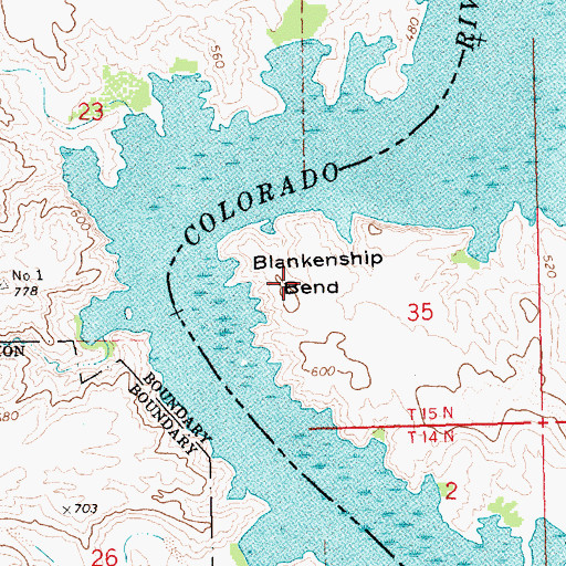 Topographic Map of Blankenship Bend, AZ