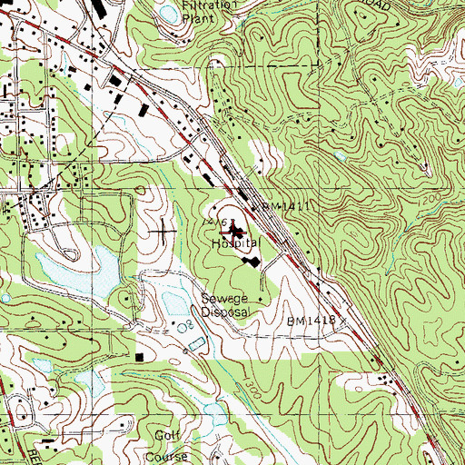 Topographic Map of Pickens General Hospital, GA