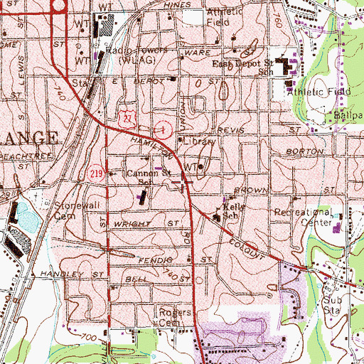 Topographic Map of Central Baptist Church, GA
