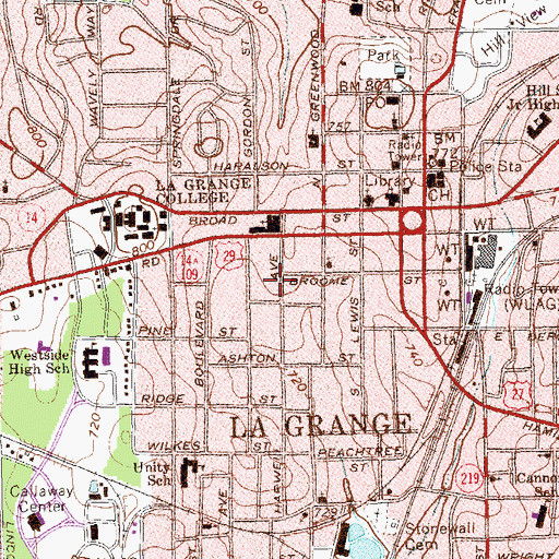 Topographic Map of Harwell Avenue School (historical), GA