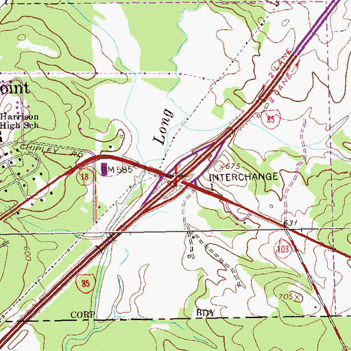 Topographic Map of Exit 1, GA