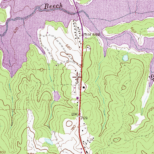 Topographic Map of Fernwood, GA