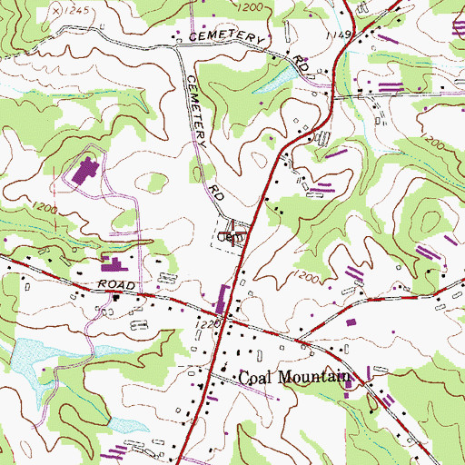 Topographic Map of Coal Mountain Cemetery, GA