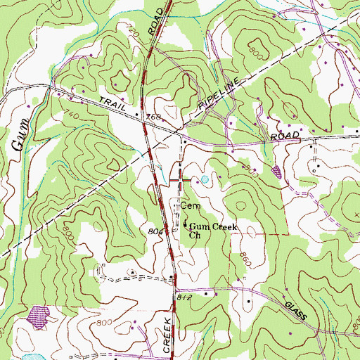Topographic Map of Ashley Grove, GA