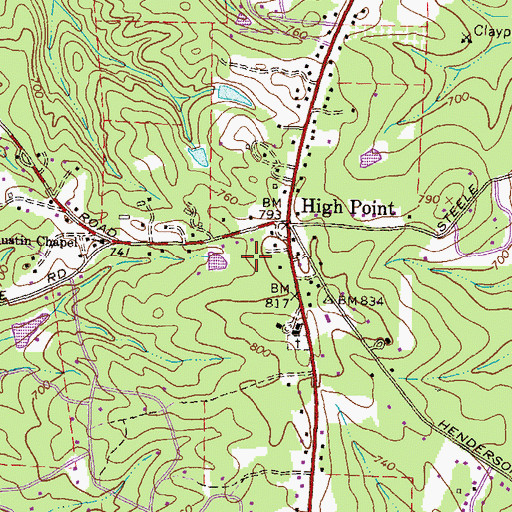 Topographic Map of Highpoint Mobile Home Park, GA