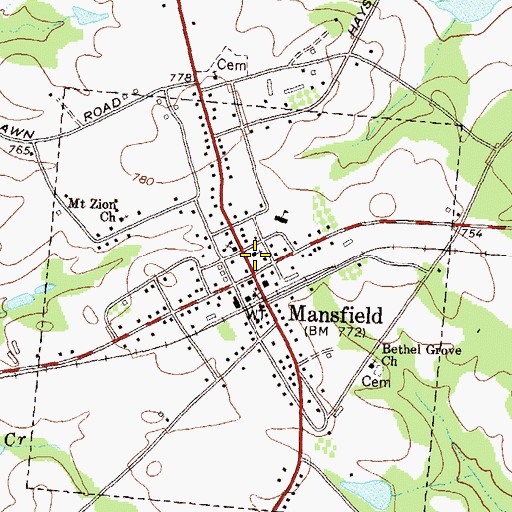 Topographic Map of Mansfield Baptist Church, GA