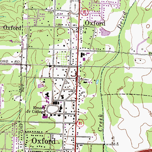 Topographic Map of Oxford Post Office, GA