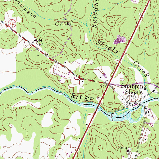 Topographic Map of Snapping Shoals Church, GA