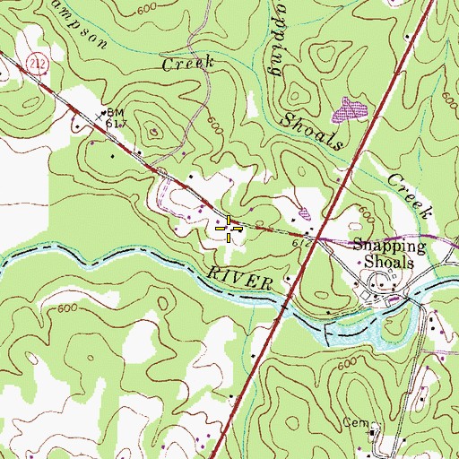 Topographic Map of Snapping Shoals Church, GA