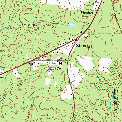 Topographic Map of Stewart Baptist Church, GA