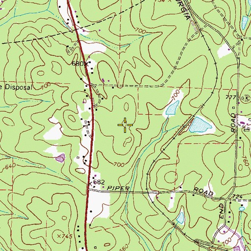 Topographic Map of Woodfield, GA