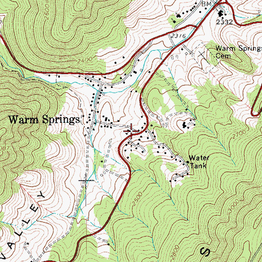 Topographic Map of Warm Springs Elementary School (historical), VA