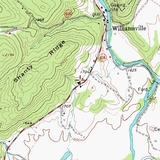 Topographic Map of Williamsville Elementary School (historical), VA