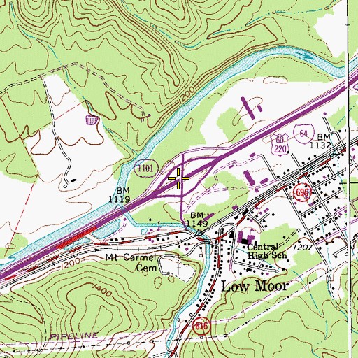 Topographic Map of Interchange 21, VA