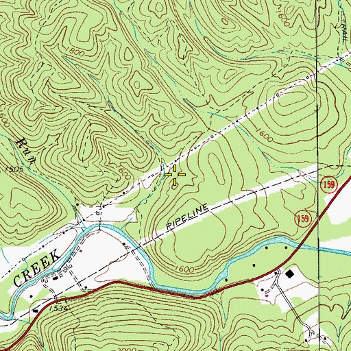 Topographic Map of Stack Mine, VA