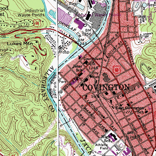 Topographic Map of Granbery Memorial United Methodist Church, VA