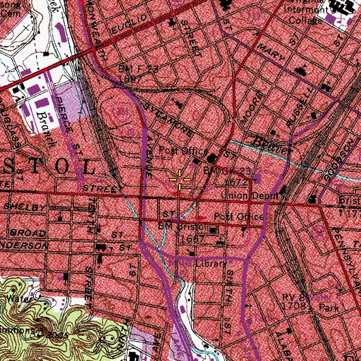 Topographic Map of Bnai Sholem Synagogue, VA