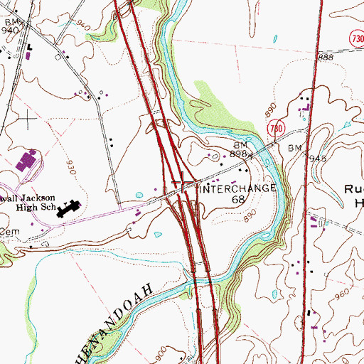 Topographic Map of Interchange 269, VA