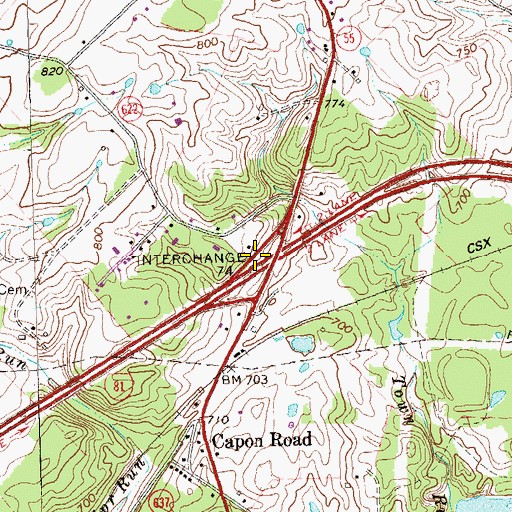 Topographic Map of Interchange 296, VA