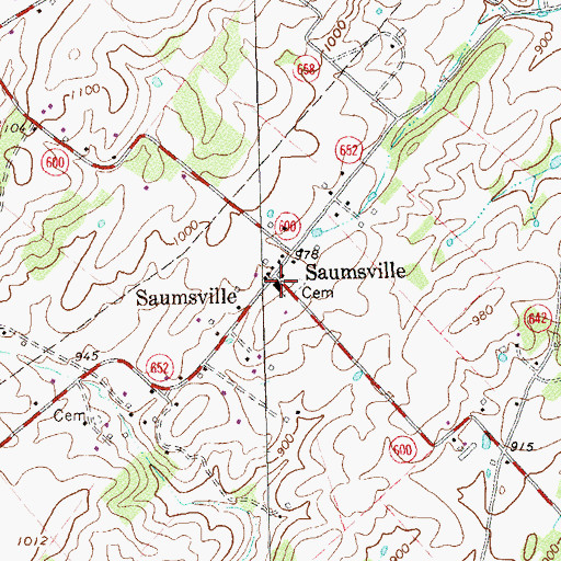 Topographic Map of Saumsville Christian Church, VA