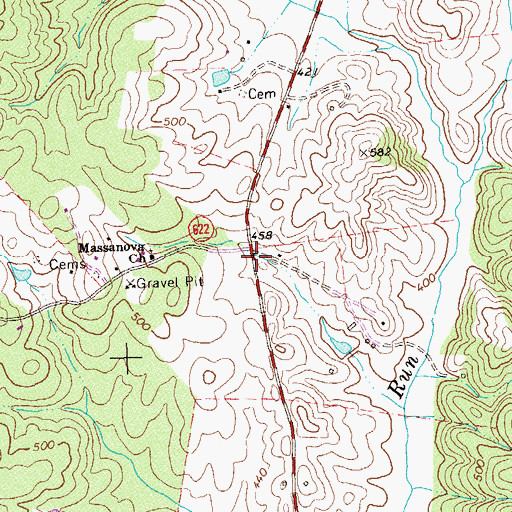 Topographic Map of Massanova, VA